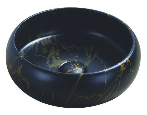 Vasque ronde à poser SORA en céramique Ø36 x h.12 cm - Marbre noir